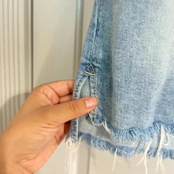 PAIGE High Rise Distressed Denim Mini Skirt Y2K Western Coastal Cowgirl size 30 - Picture 6 of 9